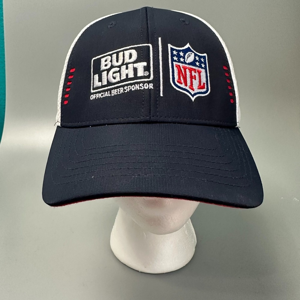 Bud Light NFL Official Beer Sponsor Trucker Hat Navy Blue White Adjustable Cap